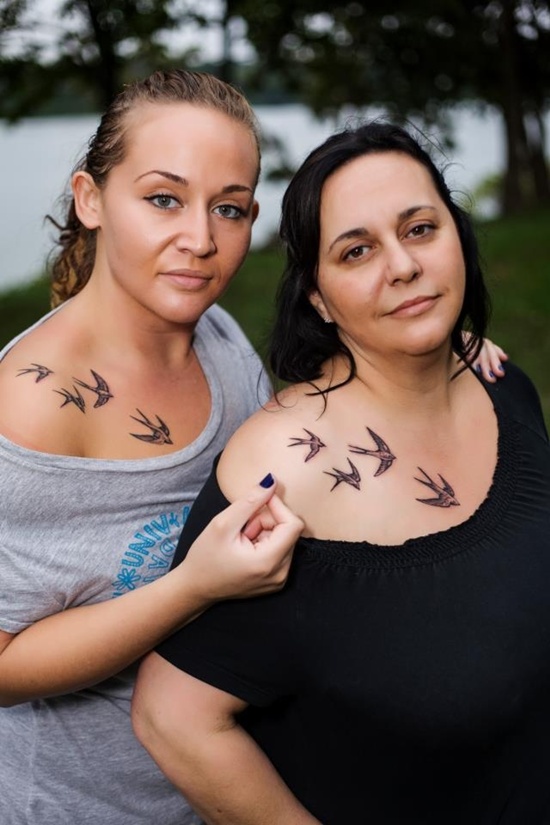 Tattoos showing bird flocks design, idea 5