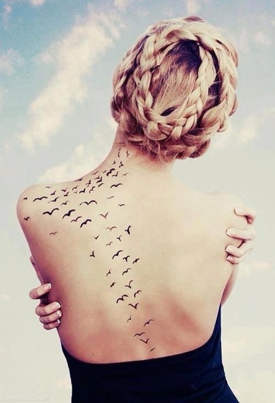 Tattoos showing bird flocks design, idea 27
