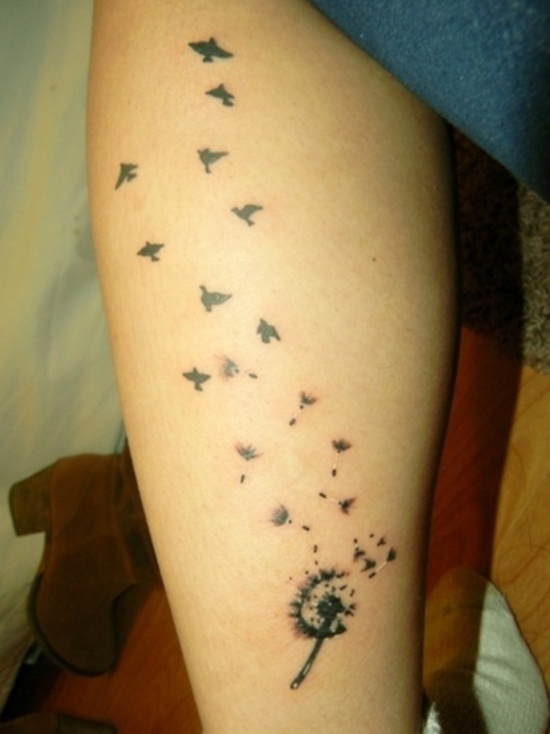 Tattoos showing bird flocks design, idea 7