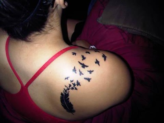 Tattoos showing bird flocks design, idea 6