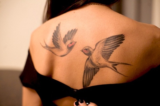 Tattoos showing bird flocks design, idea 14