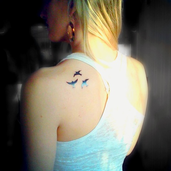 Tattoos showing bird flocks design, idea 10