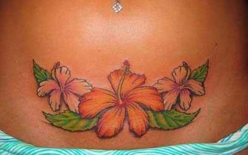 Tattoos with the hibiscus flower in their design, idea 9