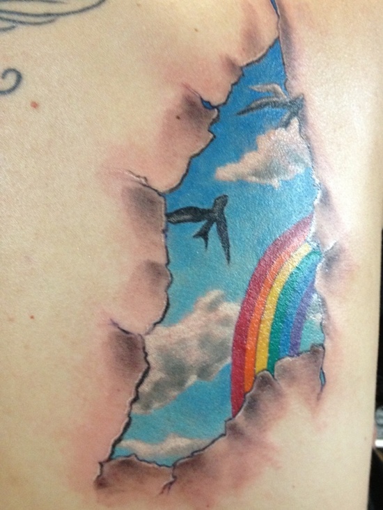 Beautiful rainbow tattoo design, idea 29