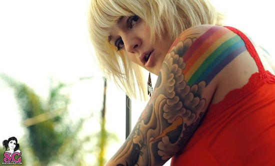 Beautiful rainbow tattoo design, idea 5