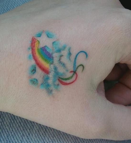 Beautiful rainbow tattoo design, idea 37