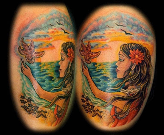 Exceptional starfish tattoo design, idea 43