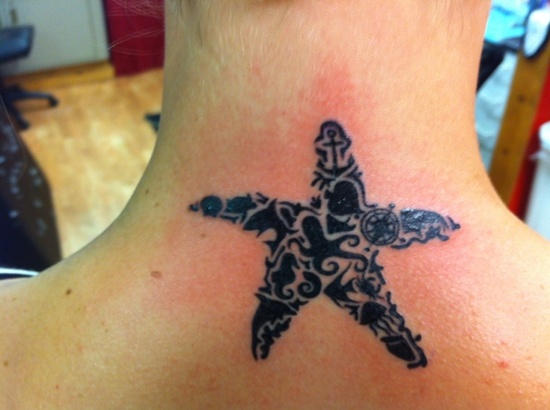 Exceptional starfish tattoo design, idea 4