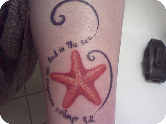 Exceptional starfish tattoo design, idea 2