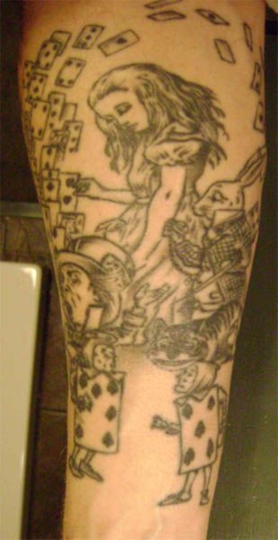 Alice in wonderland tattoo design, idea 9