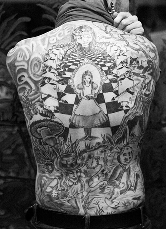 Alice in wonderland tattoo design, idea 7