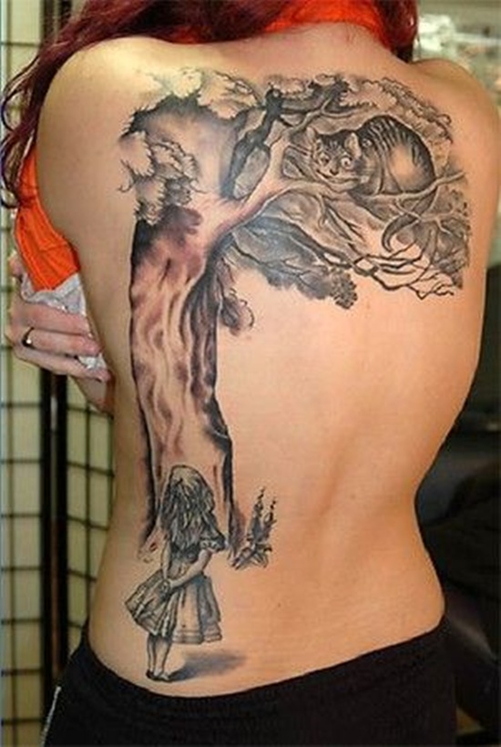 Alice in wonderland tattoo design, idea 2