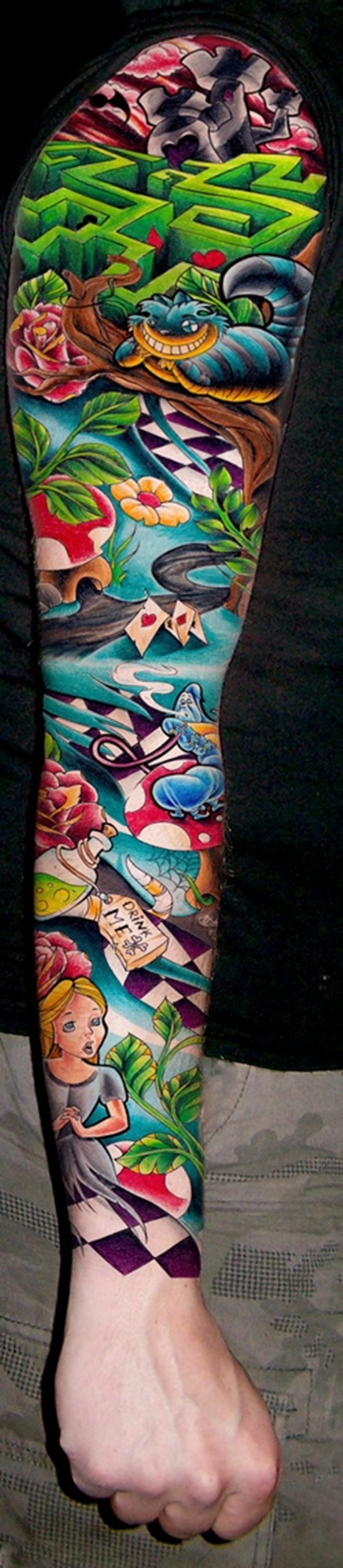 Alice in wonderland tattoo design, idea 5
