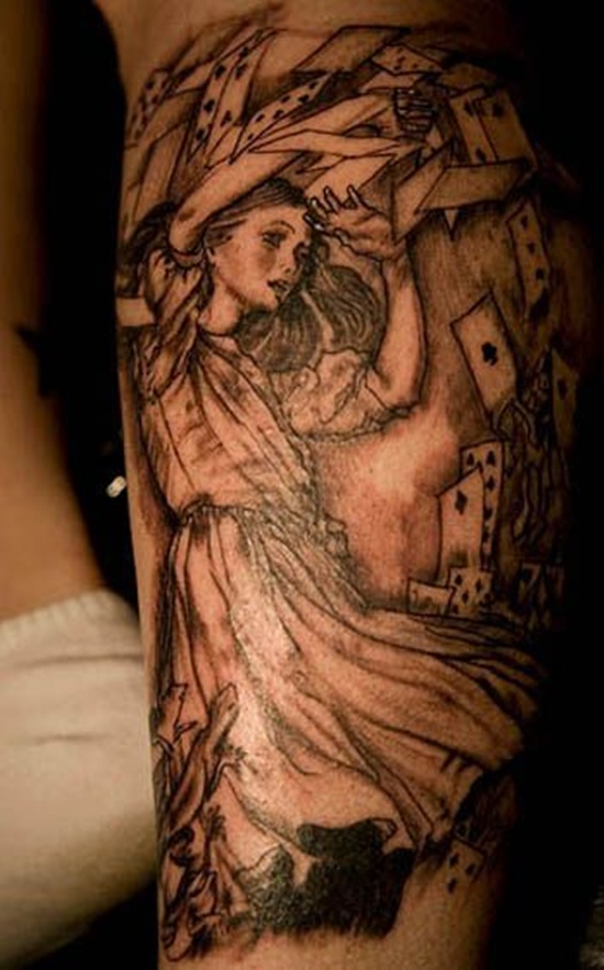Alice in wonderland tattoo design, idea 6