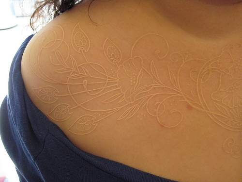 White ink tattoo design, idea 8