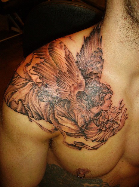 Breathtaking angel tattoos design, idea 8