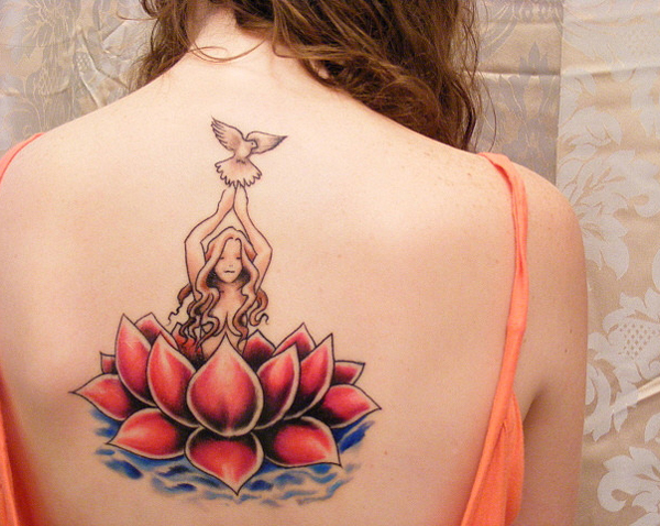 Awesome lotus flower tattoo design, idea 22