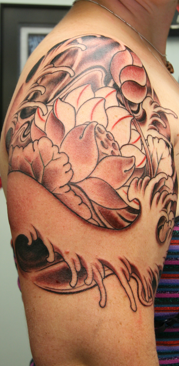 Awesome lotus flower tattoo design, idea 31