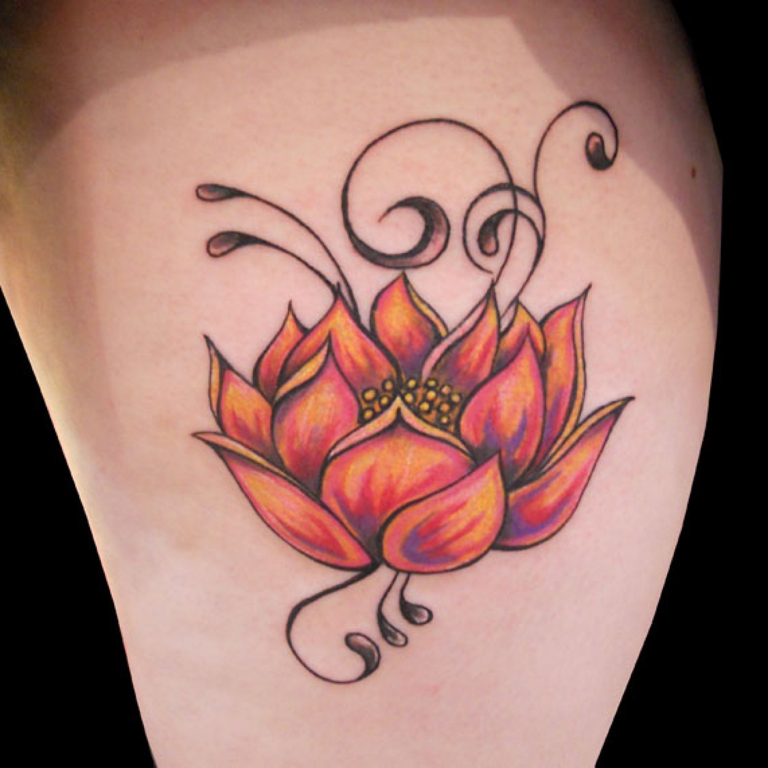 Awesome lotus flower tattoo design, idea 36