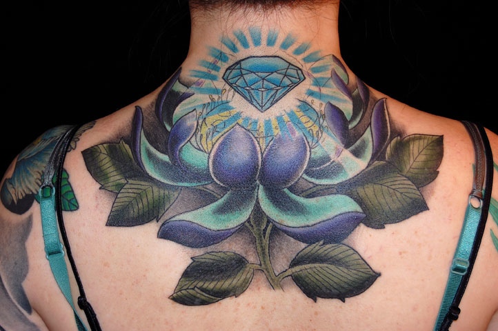 Awesome lotus flower tattoo design, idea 17