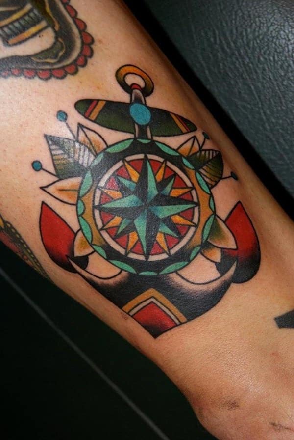 Amazing compass tattoo design, idea 69