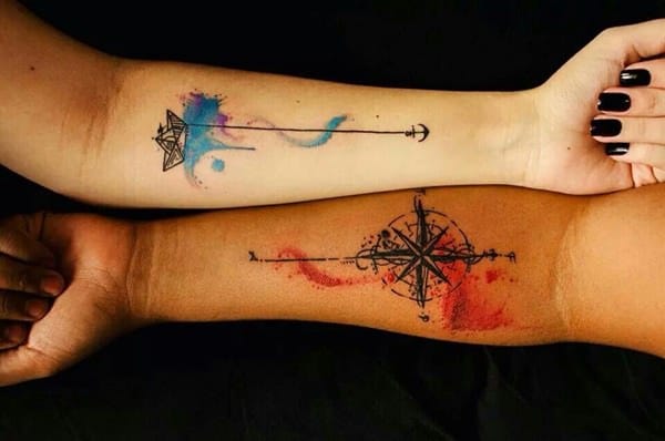 Amazing compass tattoo design, idea 70