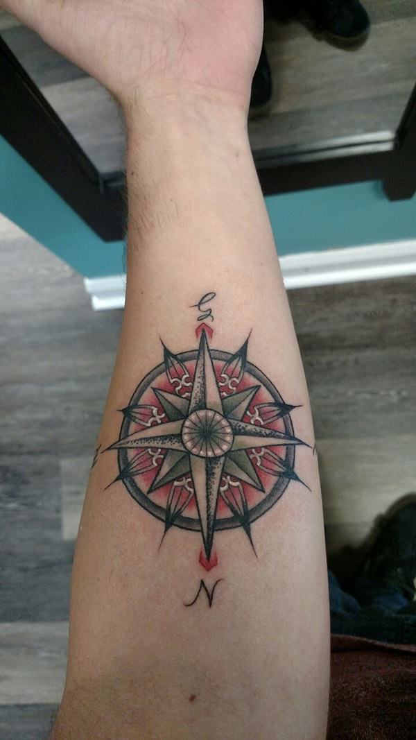 Amazing compass tattoo design, idea 59