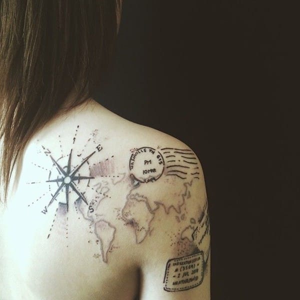 Amazing compass tattoo design, idea 71