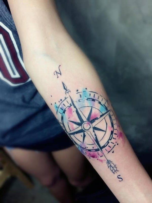 Amazing compass tattoo design, idea 72