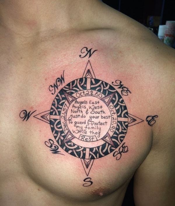 Amazing compass tattoo design, idea 73
