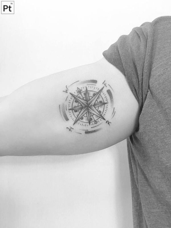 Amazing compass tattoo design, idea 78