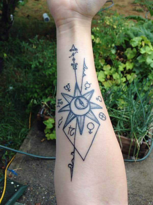 Amazing compass tattoo design, idea 79