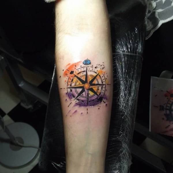 Amazing compass tattoo design, idea 60