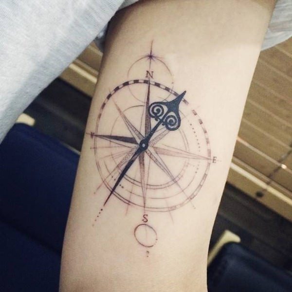 Amazing compass tattoo design, idea 89