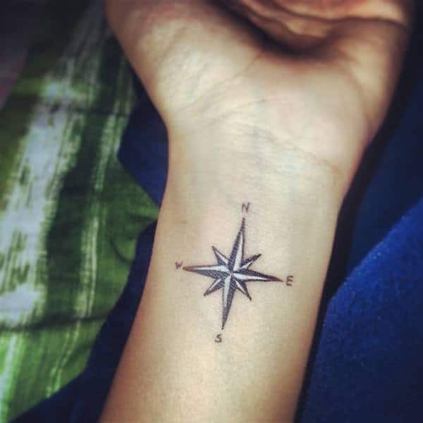 Amazing compass tattoo design, idea 90