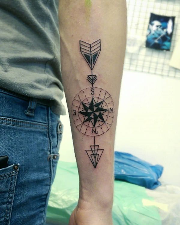 Amazing compass tattoo design, idea 91