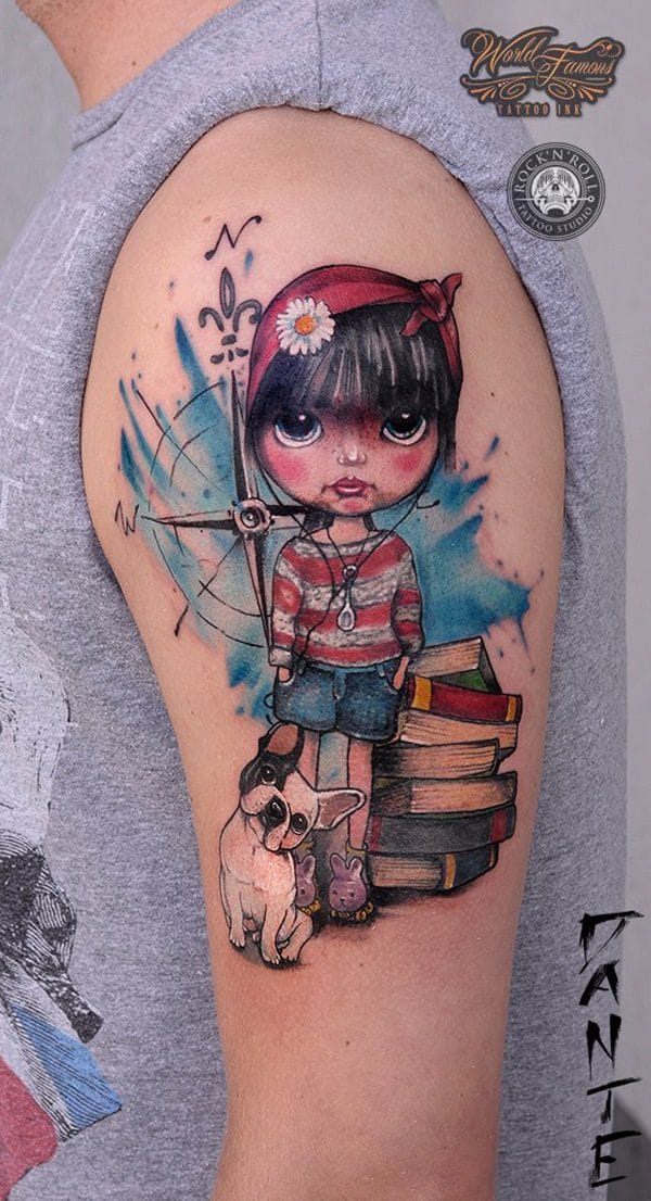 Amazing compass tattoo design, idea 92