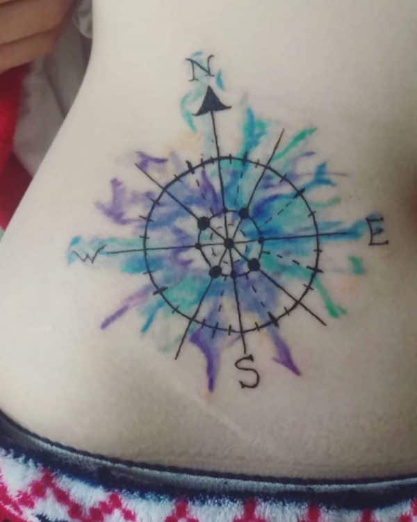 Amazing compass tattoo design, idea 93