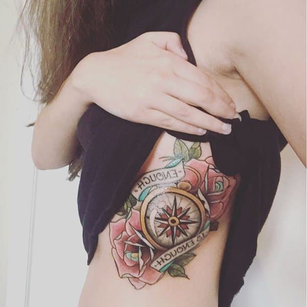 Amazing compass tattoo design, idea 95