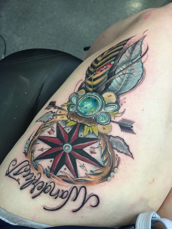 Amazing compass tattoo design, idea 98