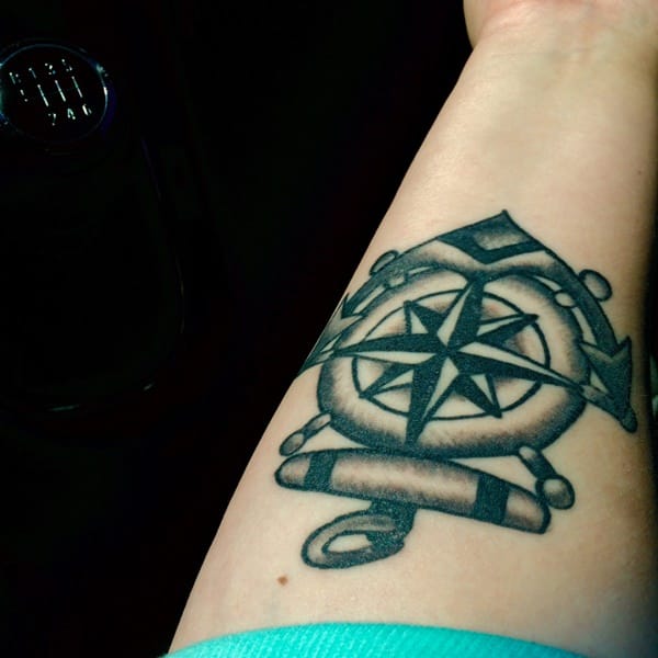 Amazing compass tattoo design, idea 100