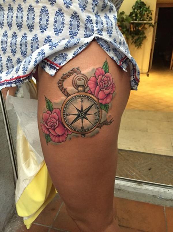 Amazing compass tattoo design, idea 102