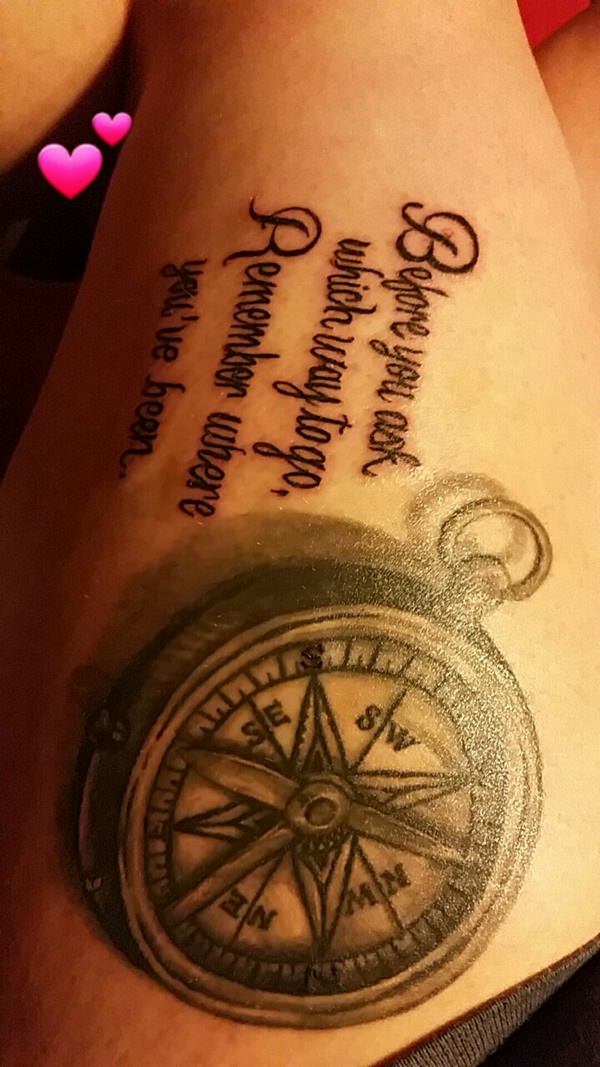 Amazing compass tattoo design, idea 103