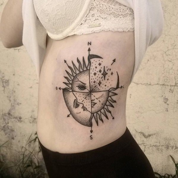 Amazing compass tattoo design, idea 37