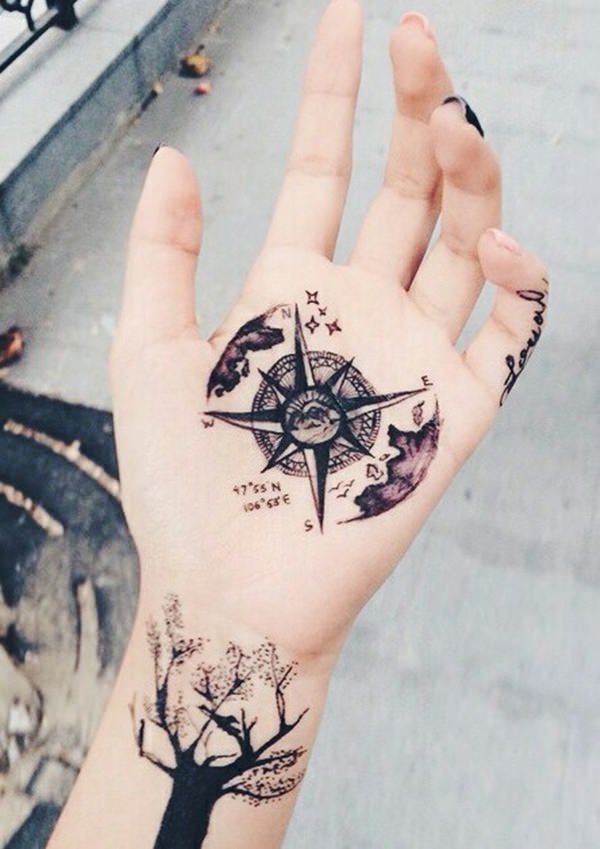 Amazing compass tattoo design, idea 41
