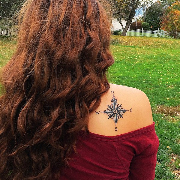 Amazing compass tattoo design, idea 44