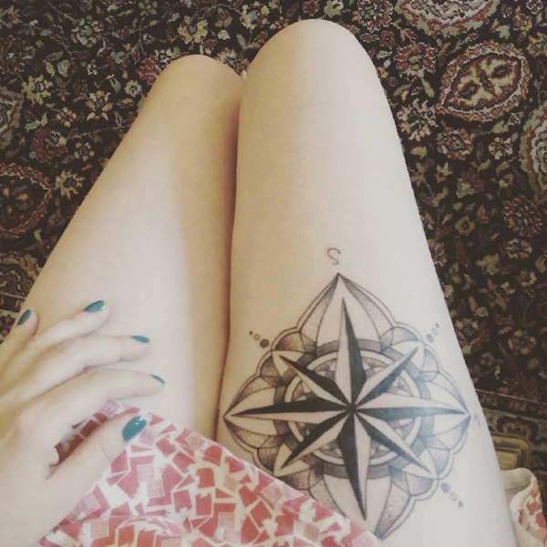 Amazing compass tattoo design, idea 50
