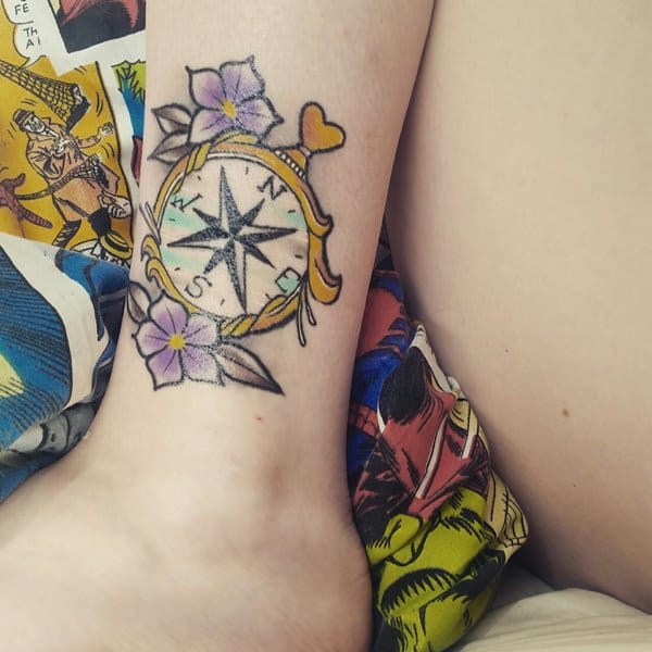 Amazing compass tattoo design, idea 64