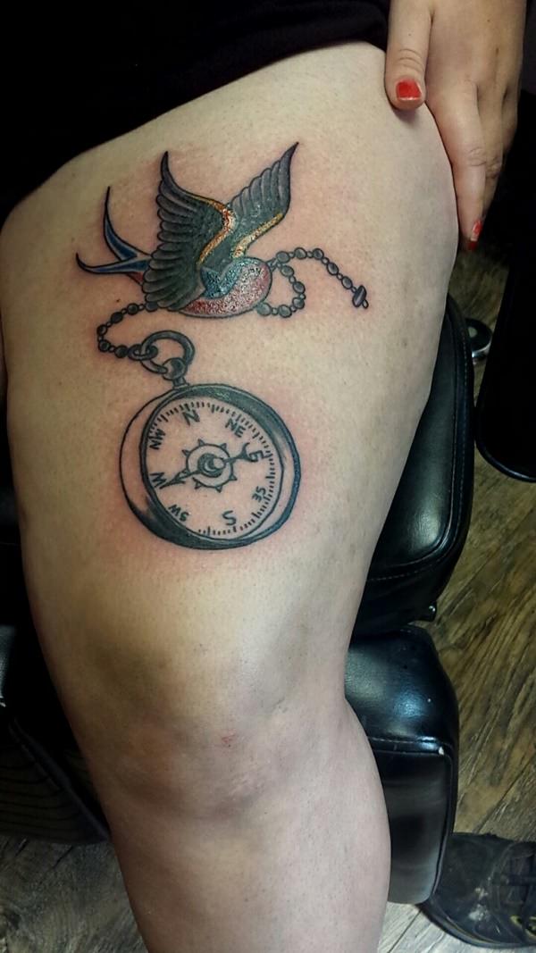 Amazing compass tattoo design, idea 56