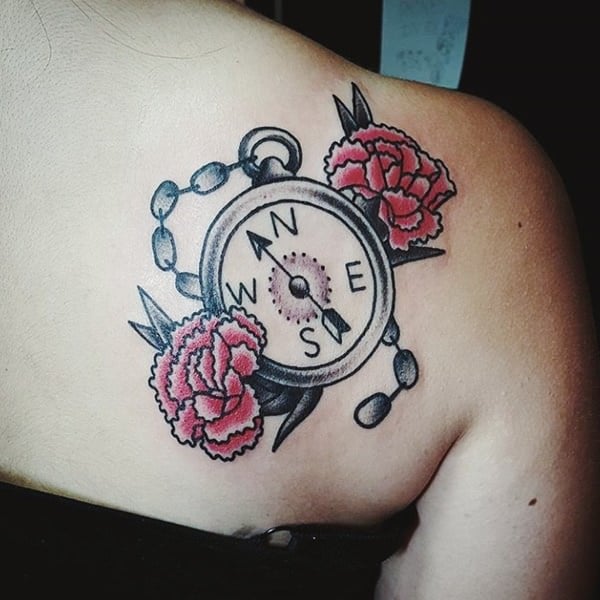 Amazing compass tattoo design, idea 57